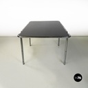 Italian modern tubolar steel and smoked glass dining table or desk, 1970s