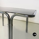 Italian modern tubolar steel and smoked glass dining table or desk, 1970s