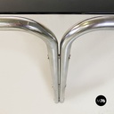 Italian modern tubolar steel and smoked glass dining table or desk, 1970s