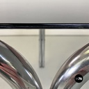 Italian modern tubolar steel and smoked glass dining table or desk, 1970s