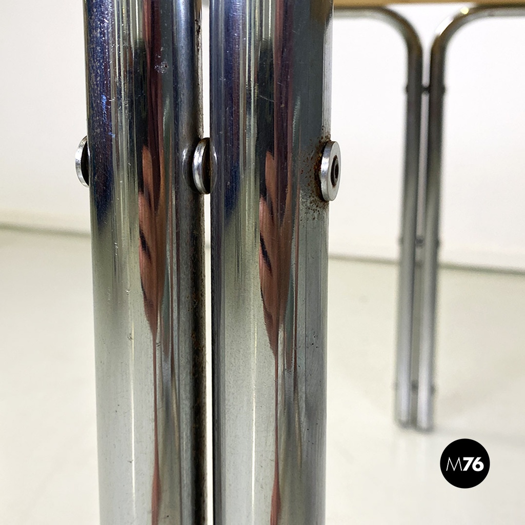 Italian modern tubolar steel and smoked glass dining table or desk, 1970s