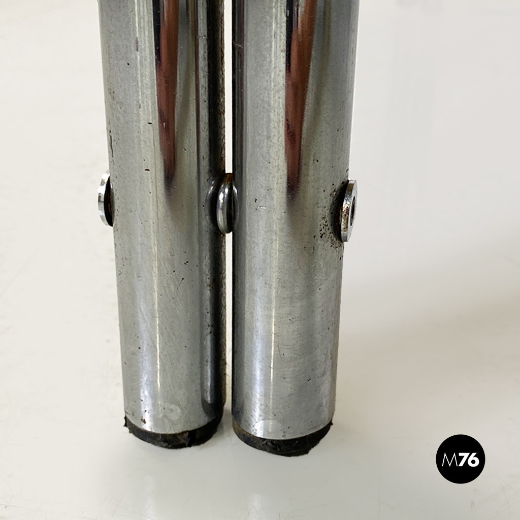 Italian modern tubolar steel and smoked glass dining table or desk, 1970s