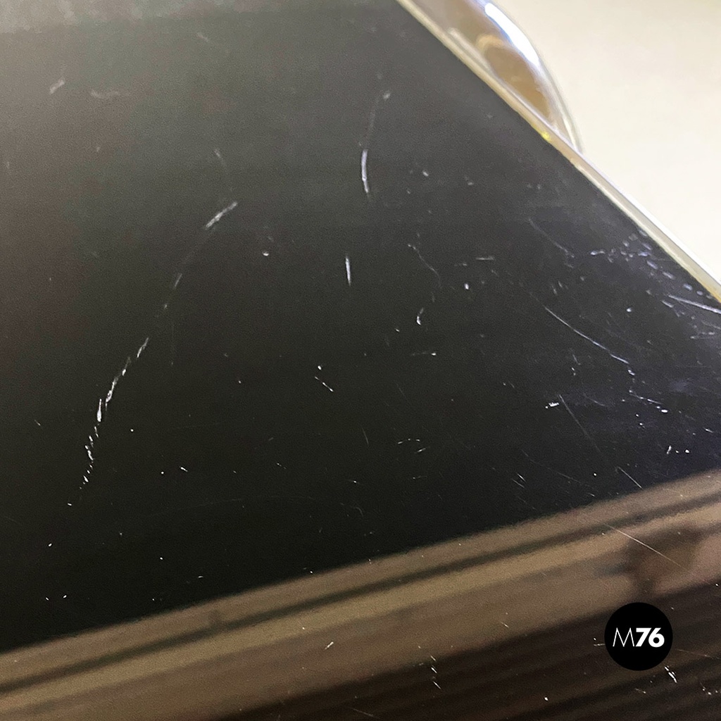 Italian modern tubolar steel and smoked glass dining table or desk, 1970s