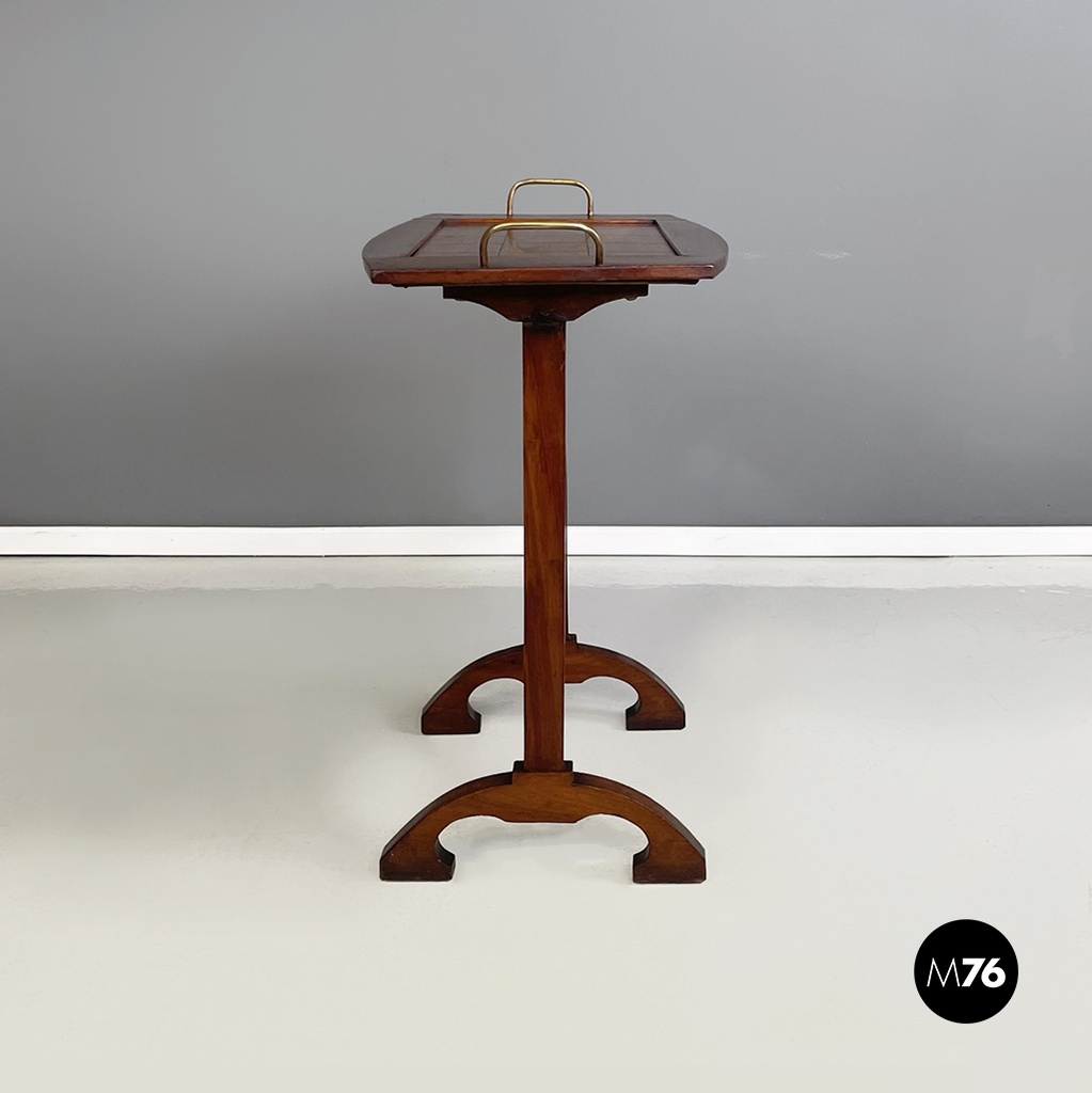 Italian antique Coffe or side table in wood and brass, 1900s