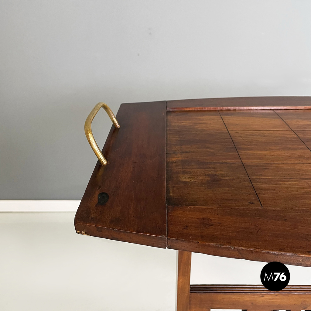 Italian antique Coffe or side table in wood and brass, 1900s