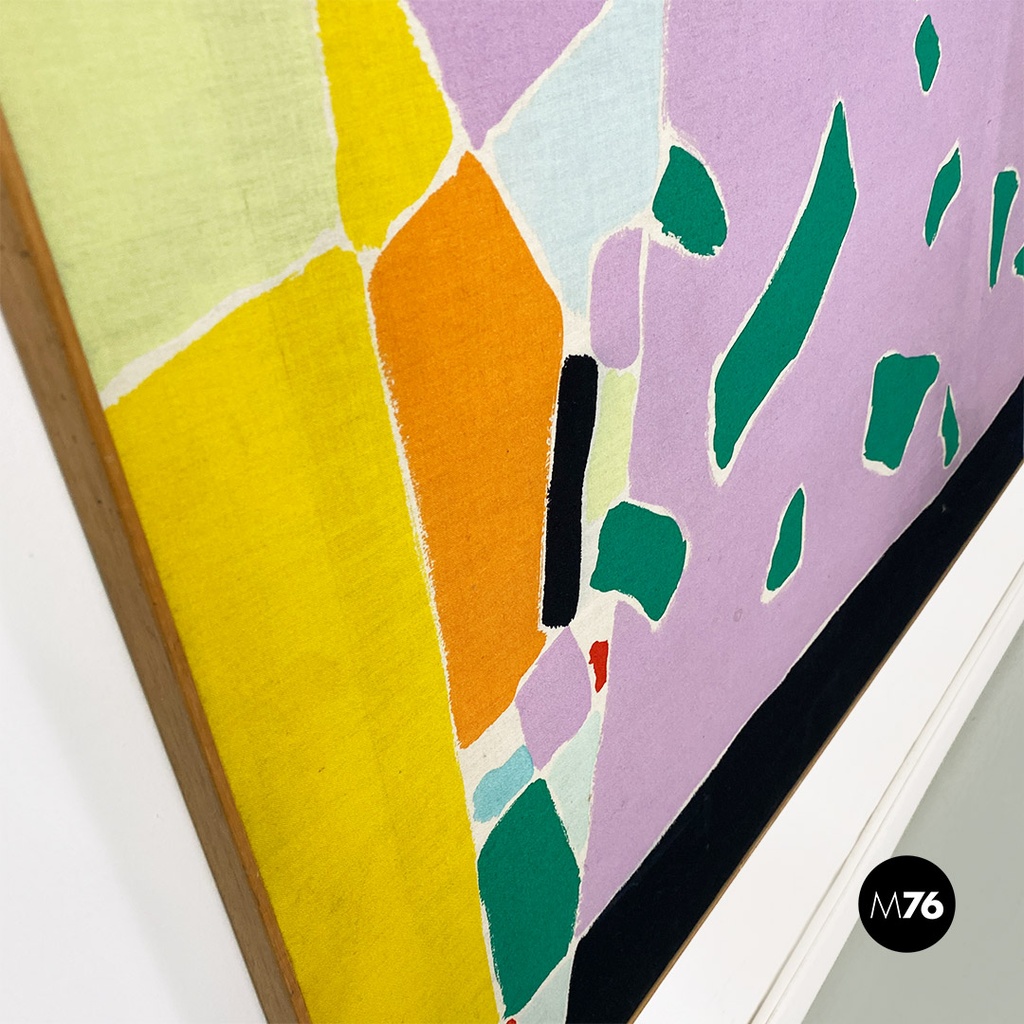 Italian modern large and very colorful abstract painting, 1980s