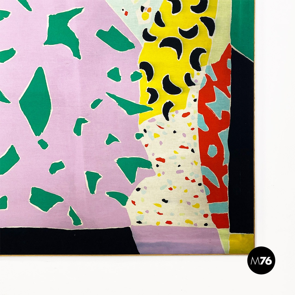 Italian modern large and very colorful abstract painting, 1980s