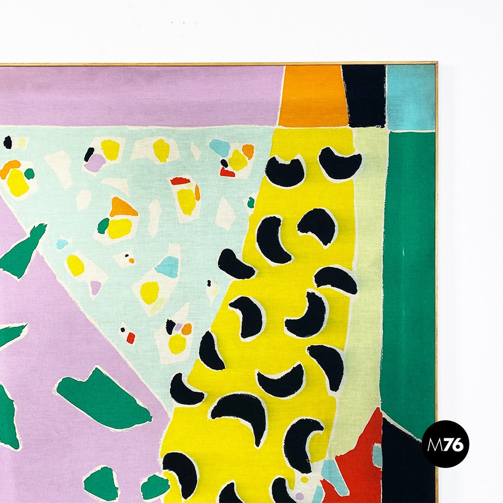 Italian modern large and very colorful abstract painting, 1980s