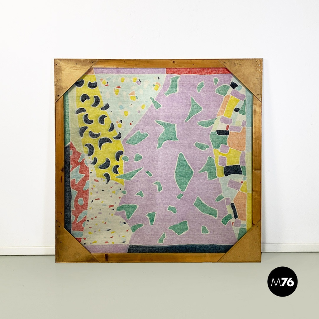 Italian modern large and very colorful abstract painting, 1980s