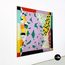 Italian modern large and very colorful abstract painting, 1980s