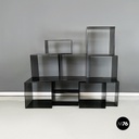 Italian modern Squared modular bookcase or display in smoked plexiglass, 1990s