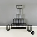Italian modern Squared modular bookcase or display in smoked plexiglass, 1990s