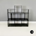 Italian modern Squared modular bookcase or display in smoked plexiglass, 1990s