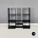 Italian modern Squared modular bookcase or display in smoked plexiglass, 1990s