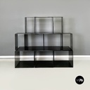 Italian modern Squared modular bookcase or display in smoked plexiglass, 1990s