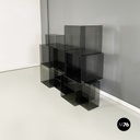 Italian modern Squared modular bookcase or display in smoked plexiglass, 1990s