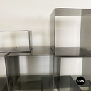 Italian modern Squared modular bookcase or display in smoked plexiglass, 1990s