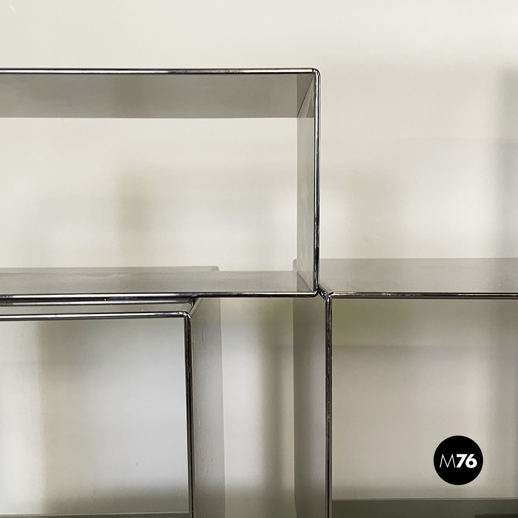 Italian modern Squared modular bookcase or display in smoked plexiglass, 1990s
