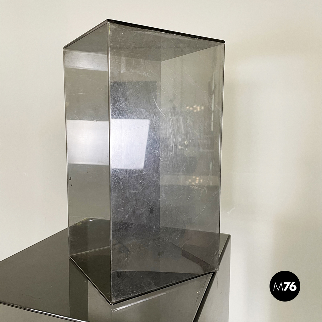Italian modern Squared modular bookcase or display in smoked plexiglass, 1990s