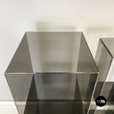 Italian modern Squared modular bookcase or display in smoked plexiglass, 1990s