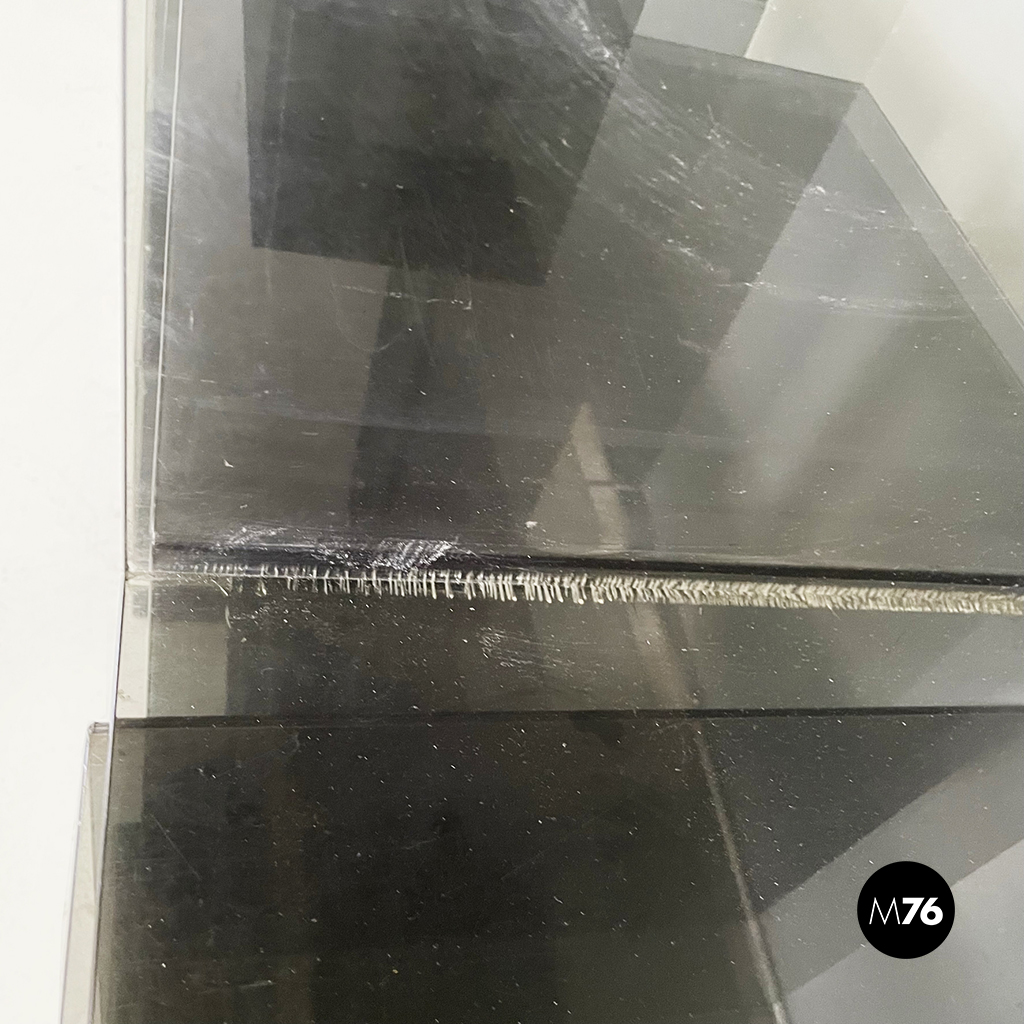 Italian modern Squared modular bookcase or display in smoked plexiglass, 1990s