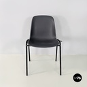 Italian modern Stackable chairs in gray plastic and black metal, 2000s