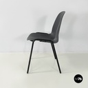 Italian modern Stackable chairs in gray plastic and black metal, 2000s