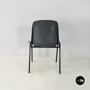 Italian modern Stackable chairs in gray plastic and black metal, 2000s