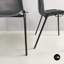 Italian modern Stackable chairs in gray plastic and black metal, 2000s