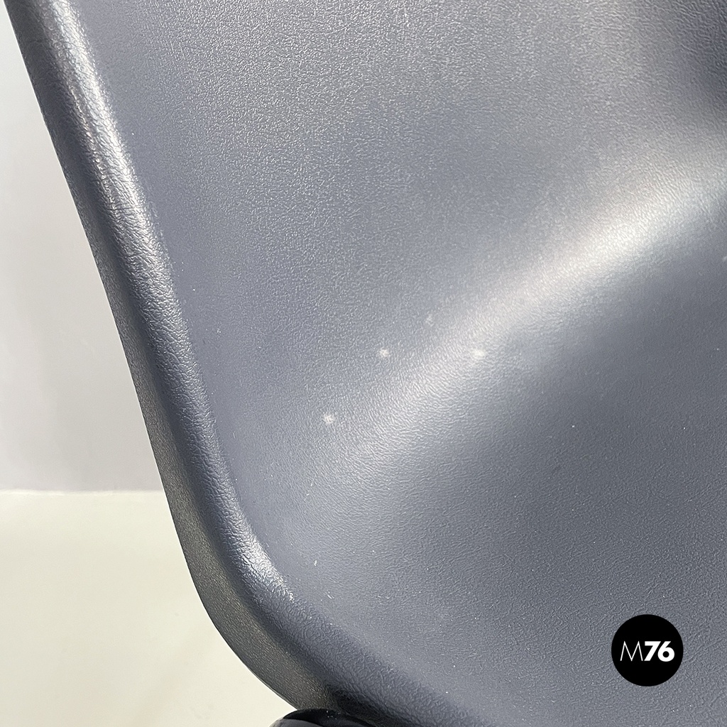 Italian modern Stackable chairs in gray plastic and black metal, 2000s