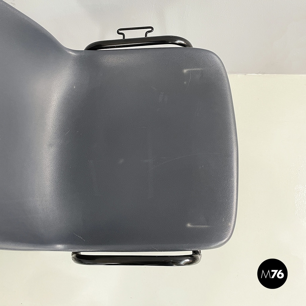 Italian modern Stackable chairs in gray plastic and black metal, 2000s