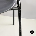 Italian modern Stackable chairs in gray plastic and black metal, 2000s