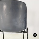 Italian modern Stackable chairs in gray plastic and black metal, 2000s