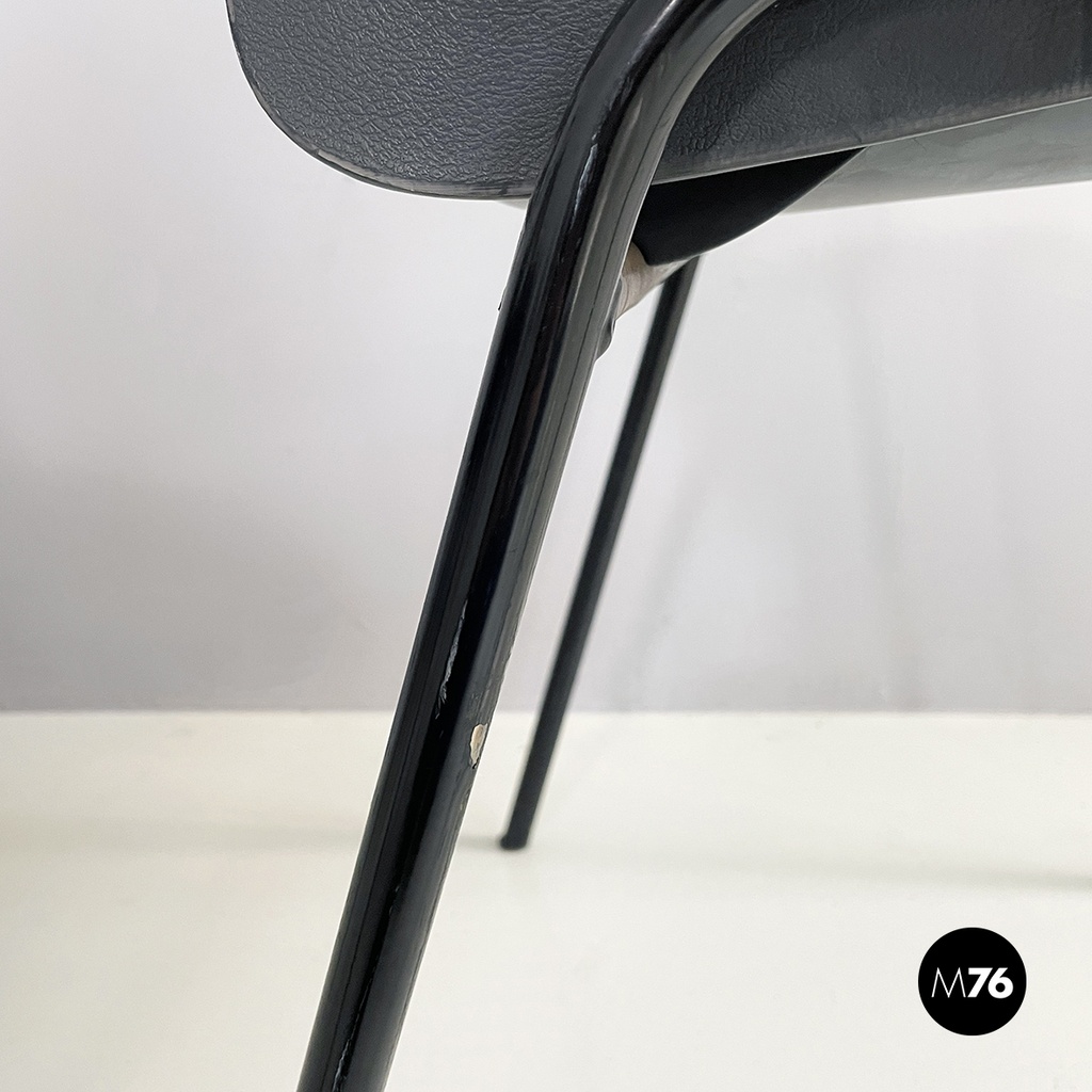 Italian modern Stackable chairs in gray plastic and black metal, 2000s