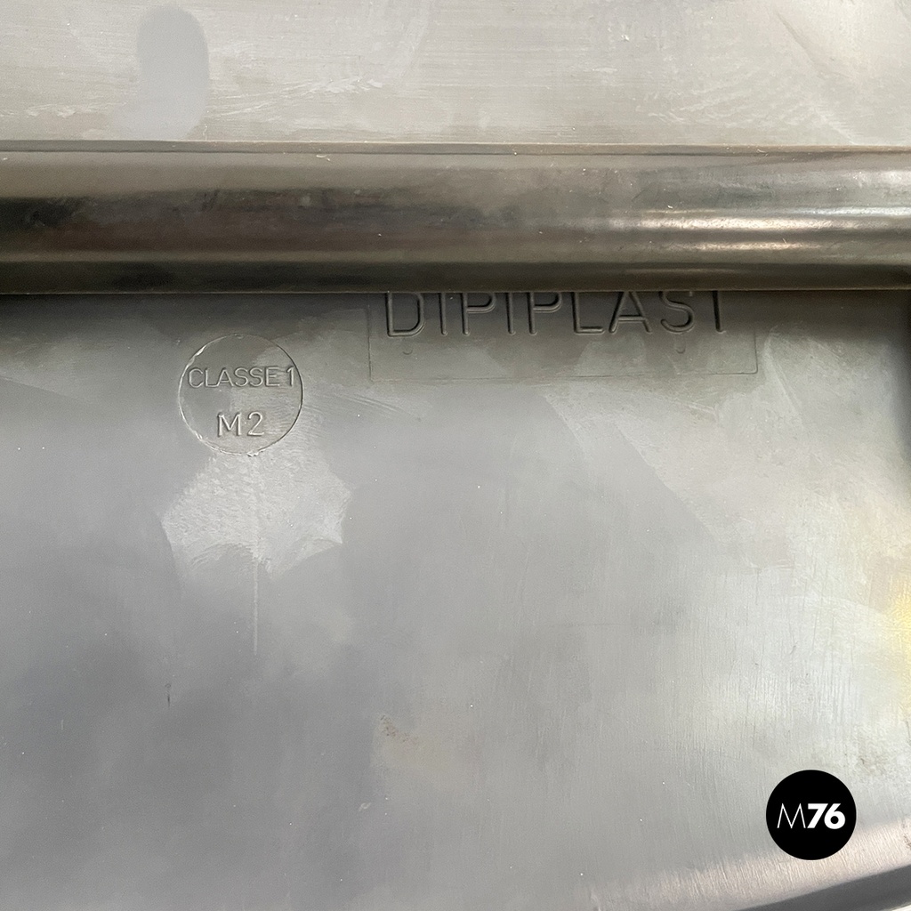 Italian modern Stackable chairs in gray plastic and black metal, 2000s