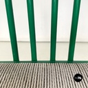 Italian modern green tubolar metal and grey straw chairs stackable, 1980s