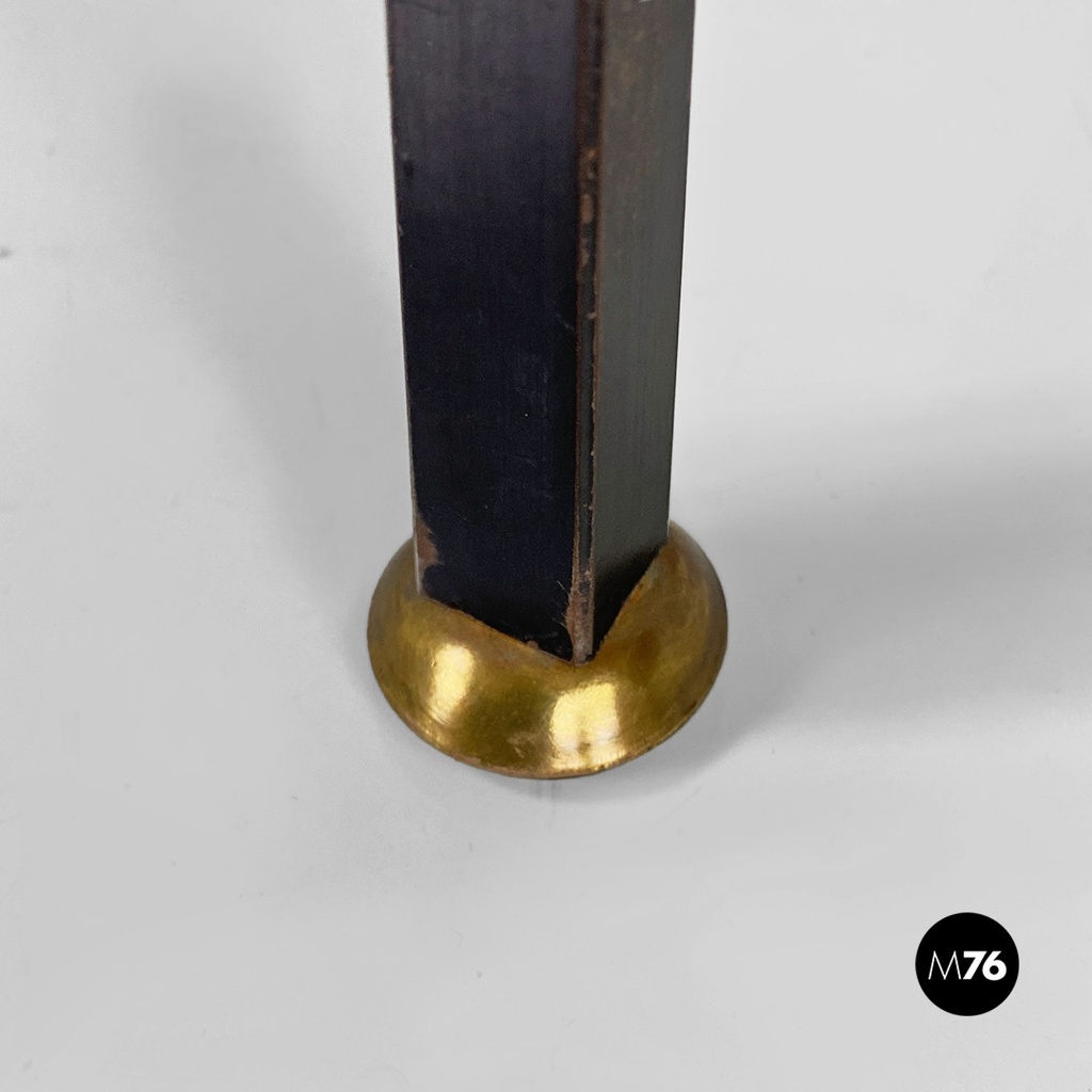 Italian mid-century modern self-supporting metal wood brass String bookcase 1960