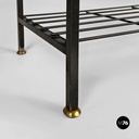 Italian mid-century modern self-supporting metal wood brass String bookcase 1960