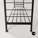 Italian mid-century modern self-supporting metal wood brass String bookcase 1960