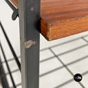 Italian mid-century modern self-supporting metal wood brass String bookcase 1960