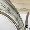 Tavolo in acciaio e marmo, 1970 ca.