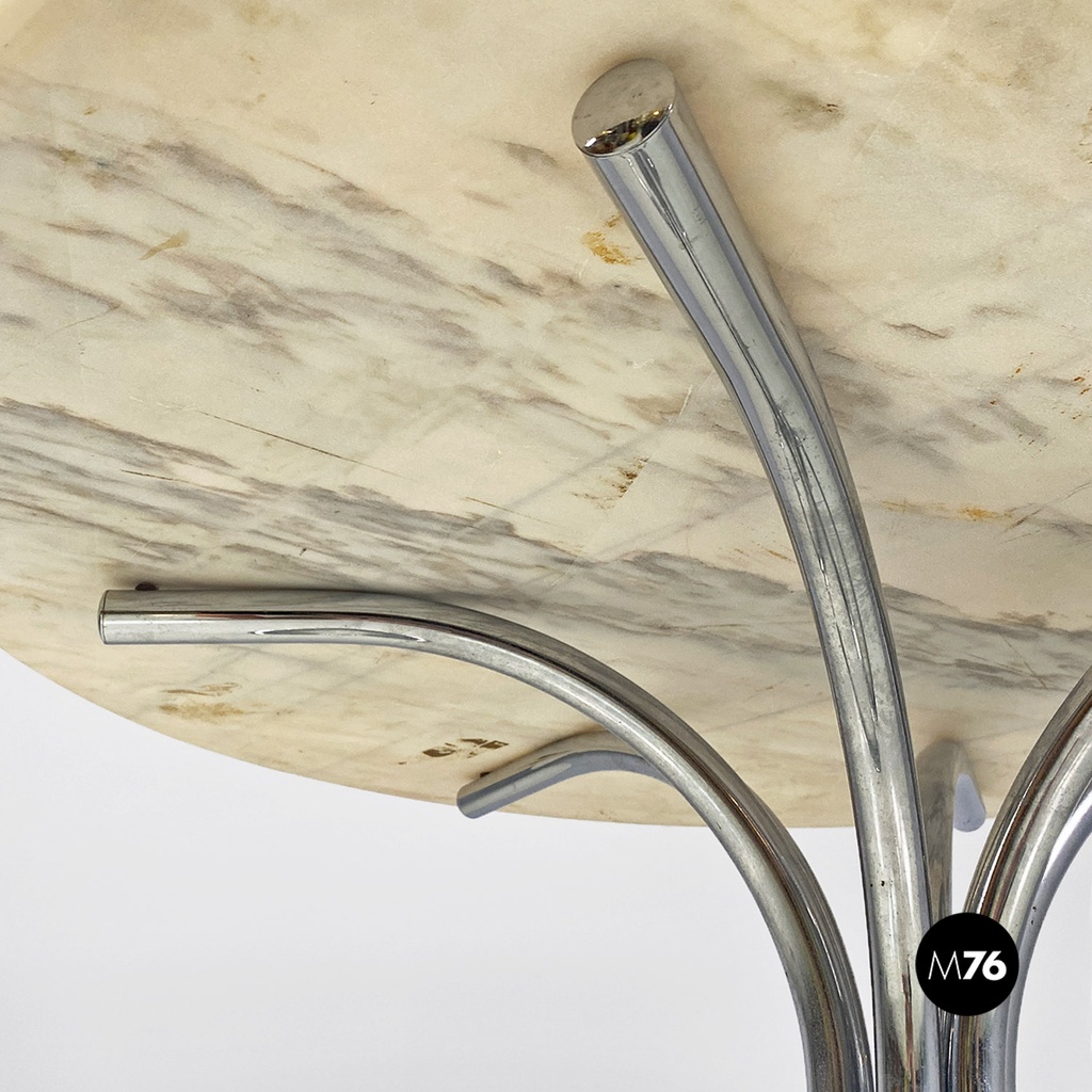 Tavolo in acciaio e marmo, 1970 ca.