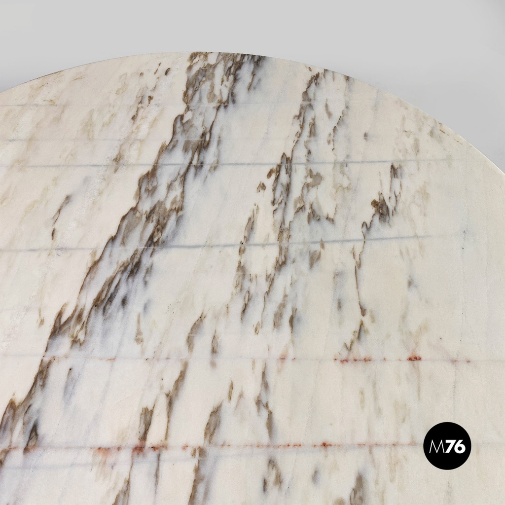 Tavolo in acciaio e marmo, 1970 ca.