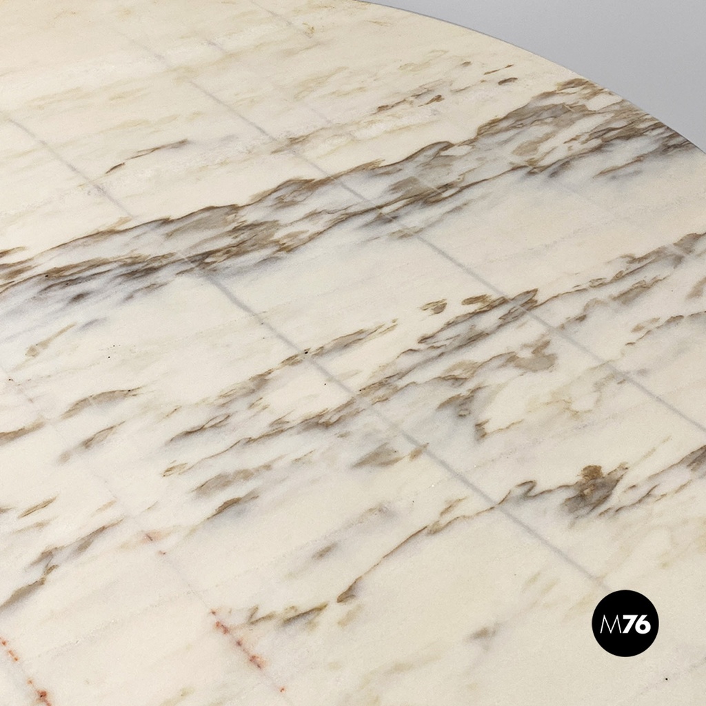 Tavolo in acciaio e marmo, 1970 ca.