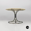 Tavolo in acciaio e marmo, 1970 ca.