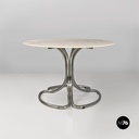 Tavolo in acciaio e marmo, 1970 ca.