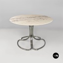 Tavolo in acciaio e marmo, 1970 ca.