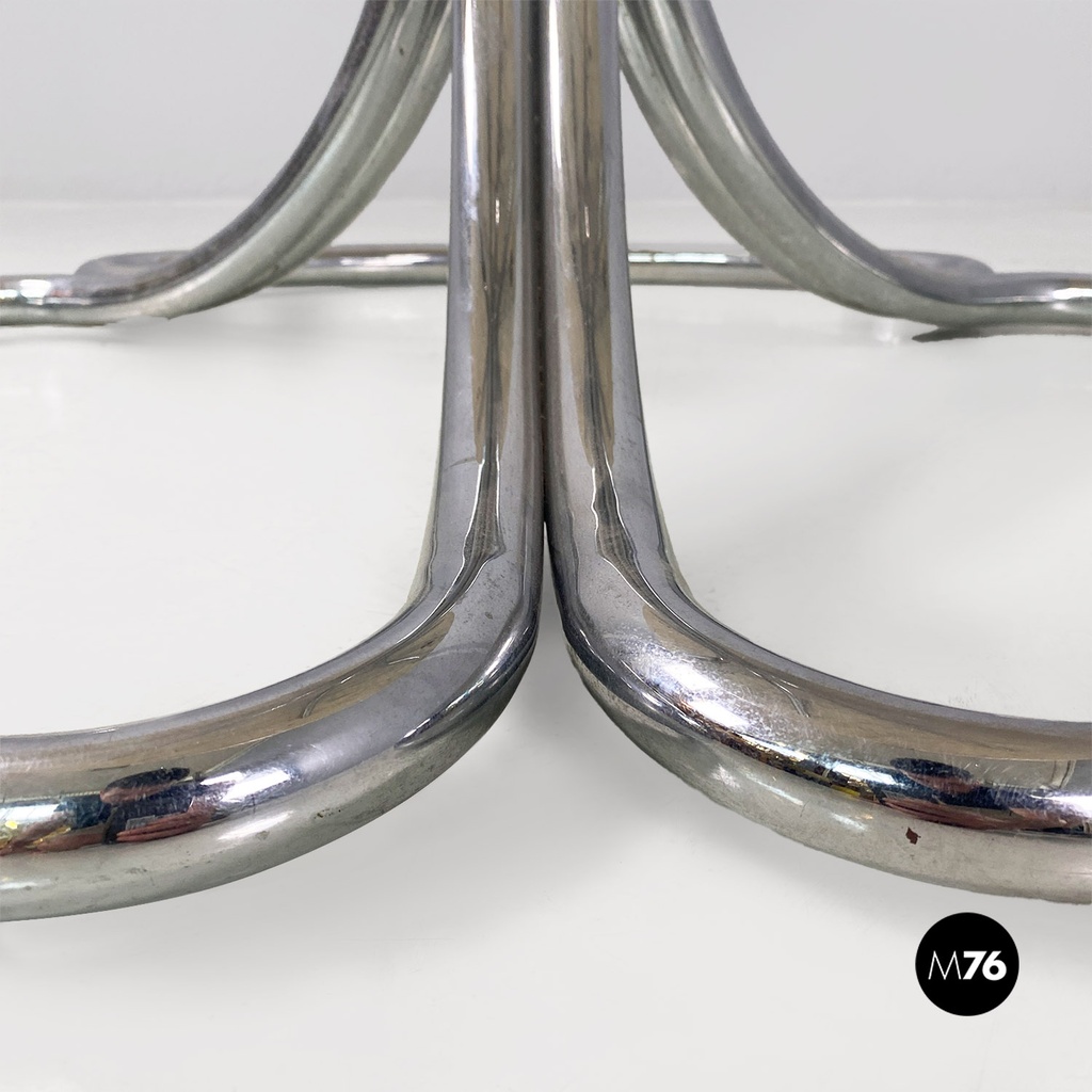 Tavolo in acciaio e marmo, 1970 ca.