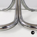 Tavolo in acciaio e marmo, 1970 ca.