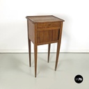 Italian antique Wooden bedside table with brass handle, early 1900s
